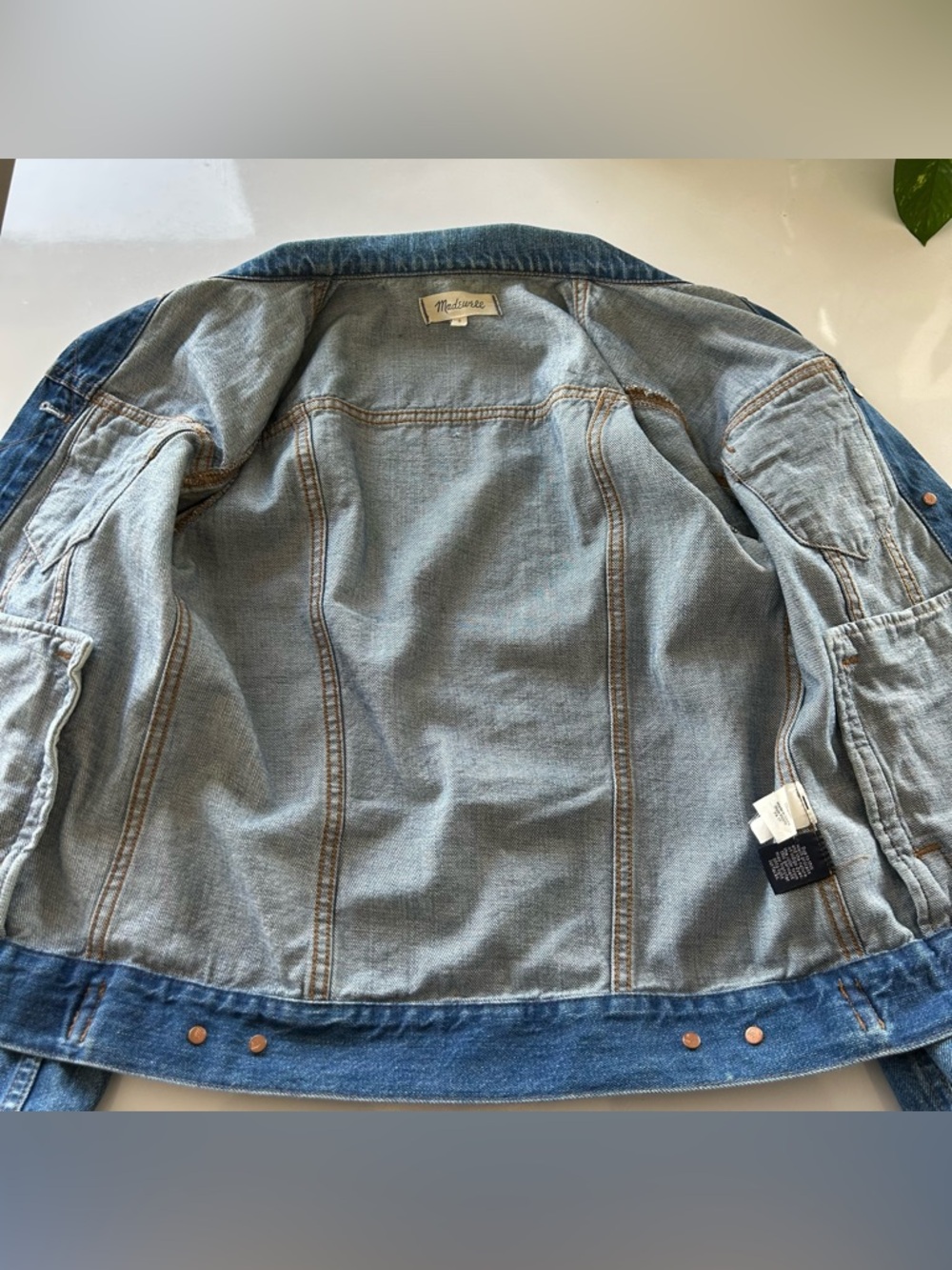 Madewell The Jean Jacket in Blue Pinter Wash - Size S - Picture 6 of 12
